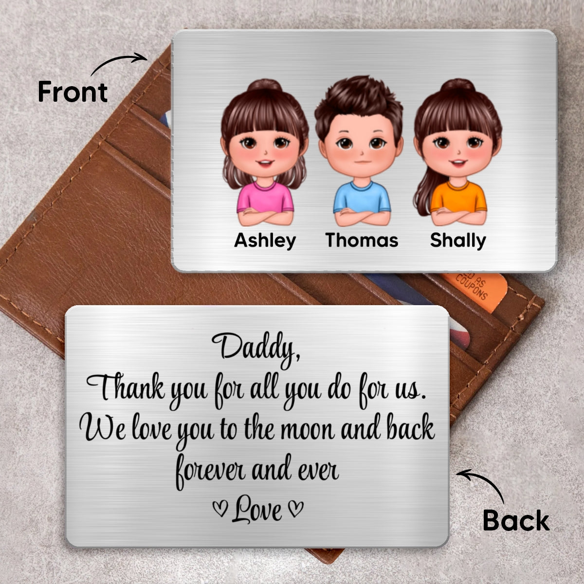 Doll Kids Dad Thank You For All Personalized Metal Wallet Card