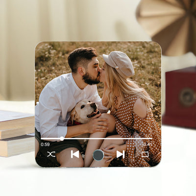 Couple Custom Photo Personalized Bluetooth Music Fridge Magnet,  Gift For Couple