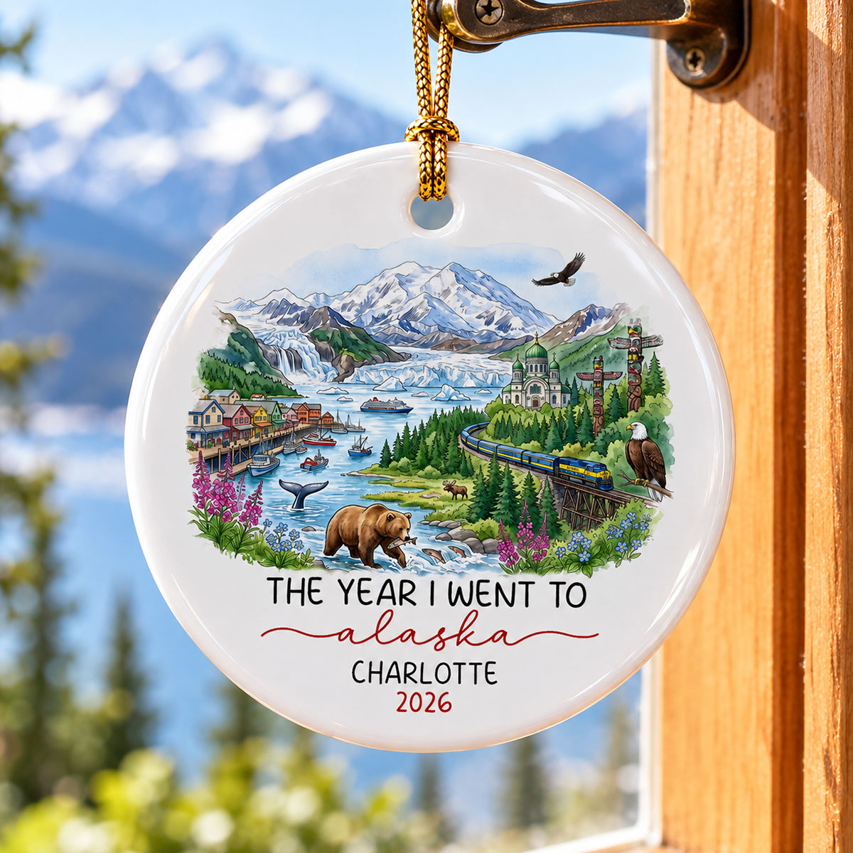 The Year We Went To - Personalized Ceramic Ornament - Travel Keepsake, Christmas Gift for Couples, Family, Friends & Travel Lovers.