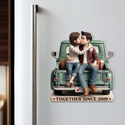 Couple On Truck Personalized Acrylic Fridge Magnet, Heartfelt Gift For Couple, For Him, For Her, Boyfriend, Girlfriend, Husband, Wife