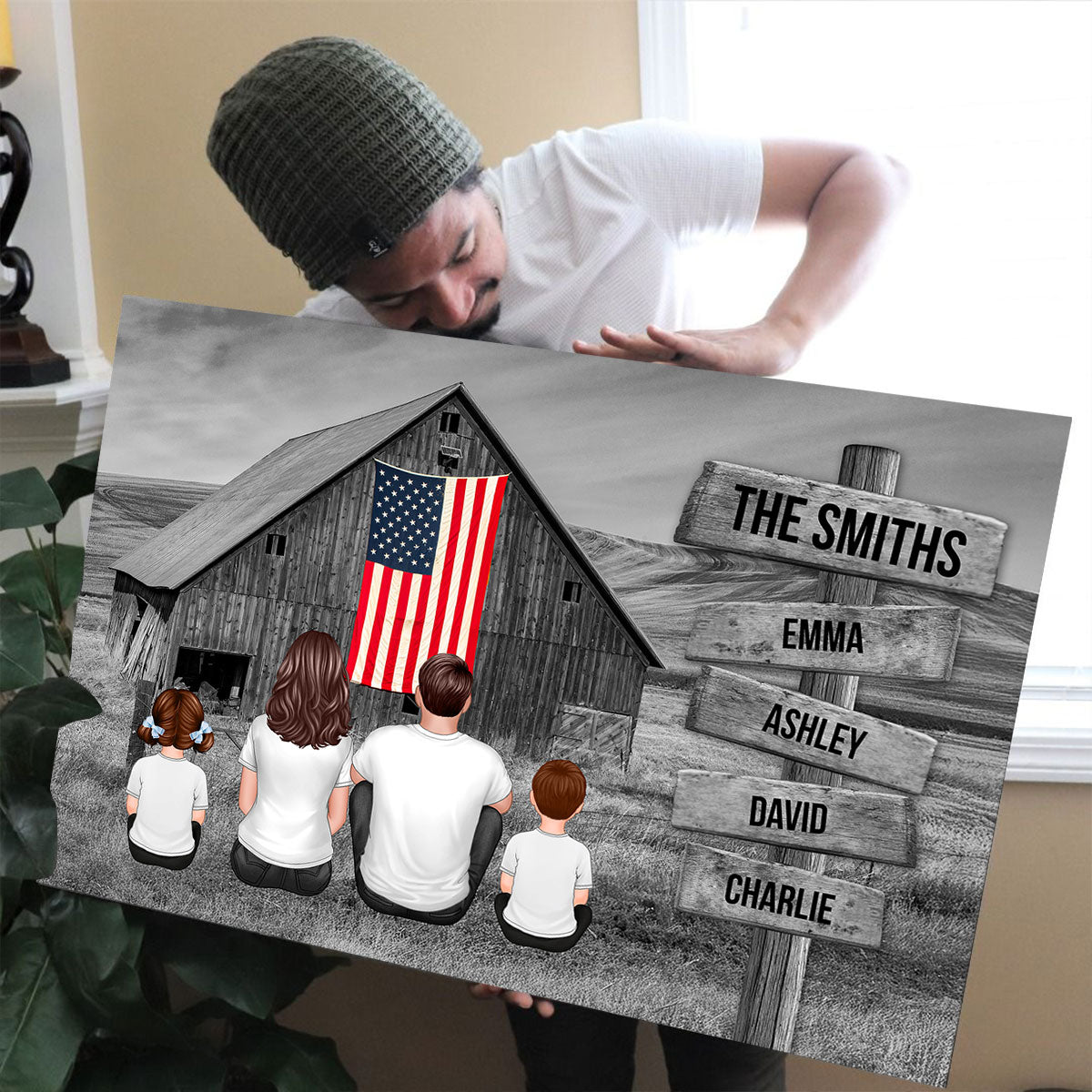 American Barn Family Personalized Poster, 4th Of July Gift