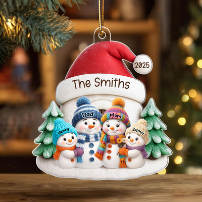 Snow House Family - Personalized Acrylic Ornament - Festive Christmas Decor, Thoughtful Gift for Loved Ones