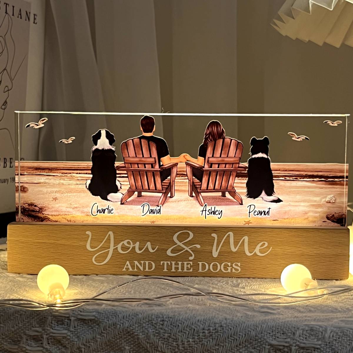 Couple You Me And The Dogs Cats Retro Vintage Personalized LED Night Light, Heartfelt  Gift For Dog Lovers, Gift For Cat Lovers