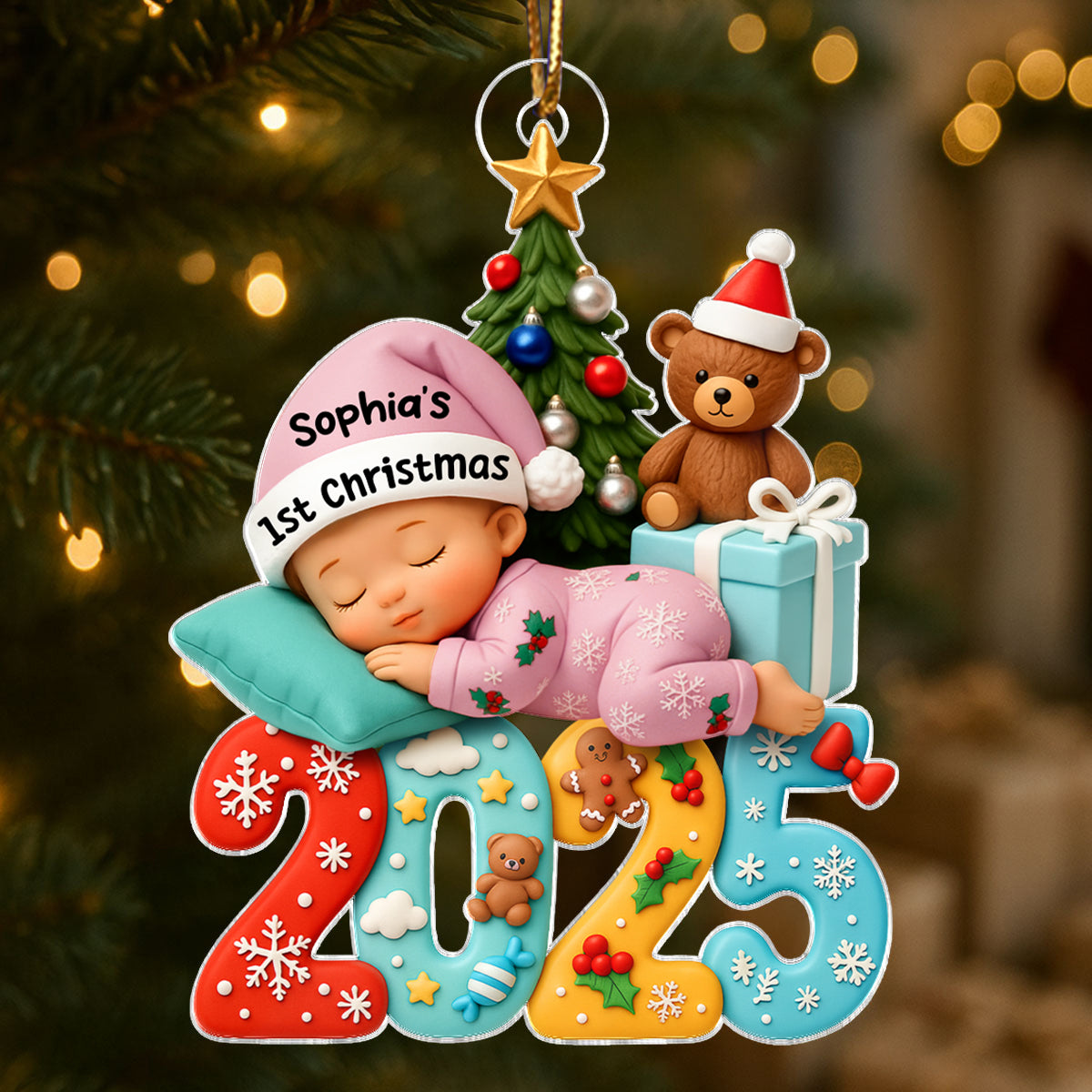 Baby First Christmas 2025 - Personalized Acrylic Ornament - Heartwarming Christmas Gift For New Born, Baby