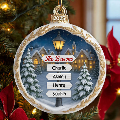 Custom Name Family Sign Post - Personalzied Acrylic Ornament - Christmas Gift for Family