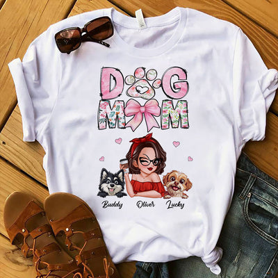 Dog Mom Cartoon Style Woman And Dogs Personalized Shirt, Gift for Dog Lovers