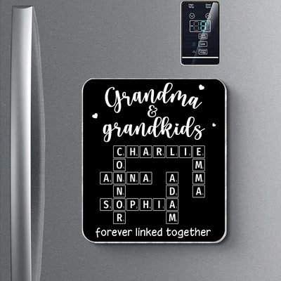 Grandma Grandpa & Grandkids Forever Linked Together Personalized Acrylic Fridge Magnet