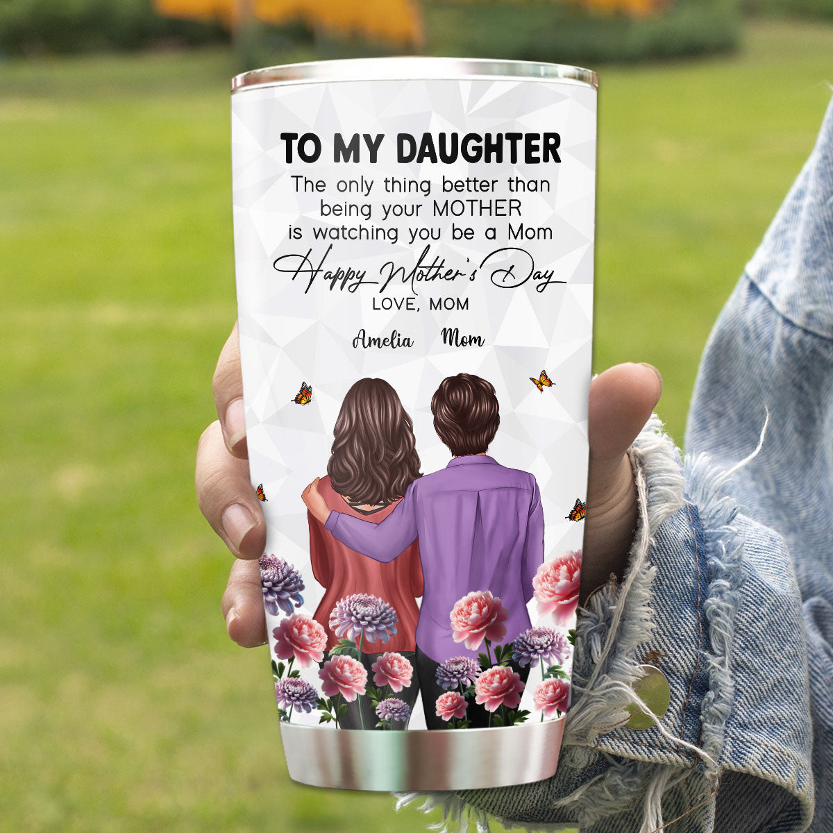 To My Daughter From Mom Happy Mother's Day Birth Flower Personalized Tumbler, Gift For Daughter