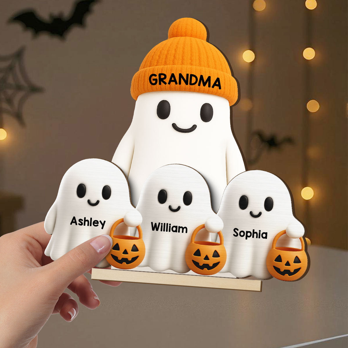 Grandma Boo Crew Halloween Decor - Personalized 2-Layered Wooden Plaque - Gift For Grandmas