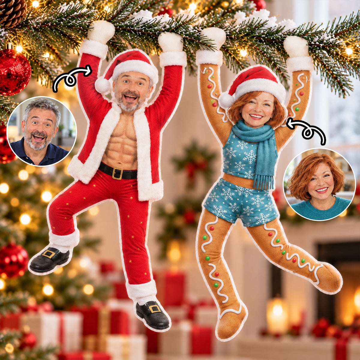 Custom Christmas Poseable Plush Doll - Personalized Photo Plush Toy - Funny Family Christmas Gift, Holiday Keepsake