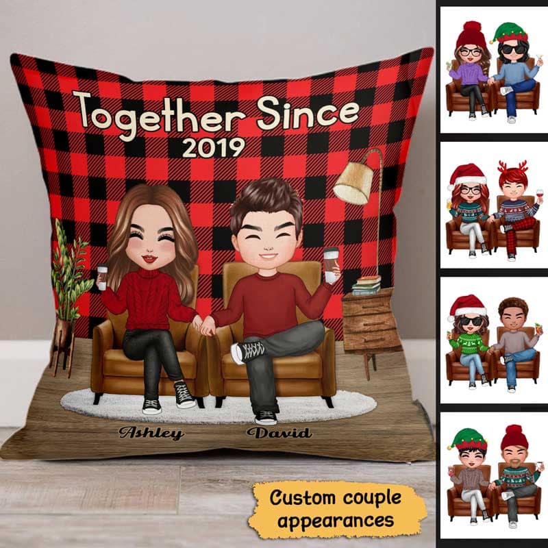 Checkered Pattern Couple Together Since Personalized Pillow (Insert Included)