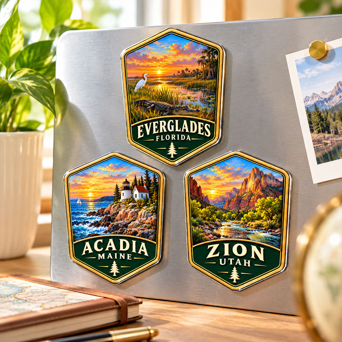 Custom National Parks - Personalized Acrylic Fridge Magnet - National Parks Adventure Lovers, National Park Trip Keepsake, Couple Traveling Christmas Gift