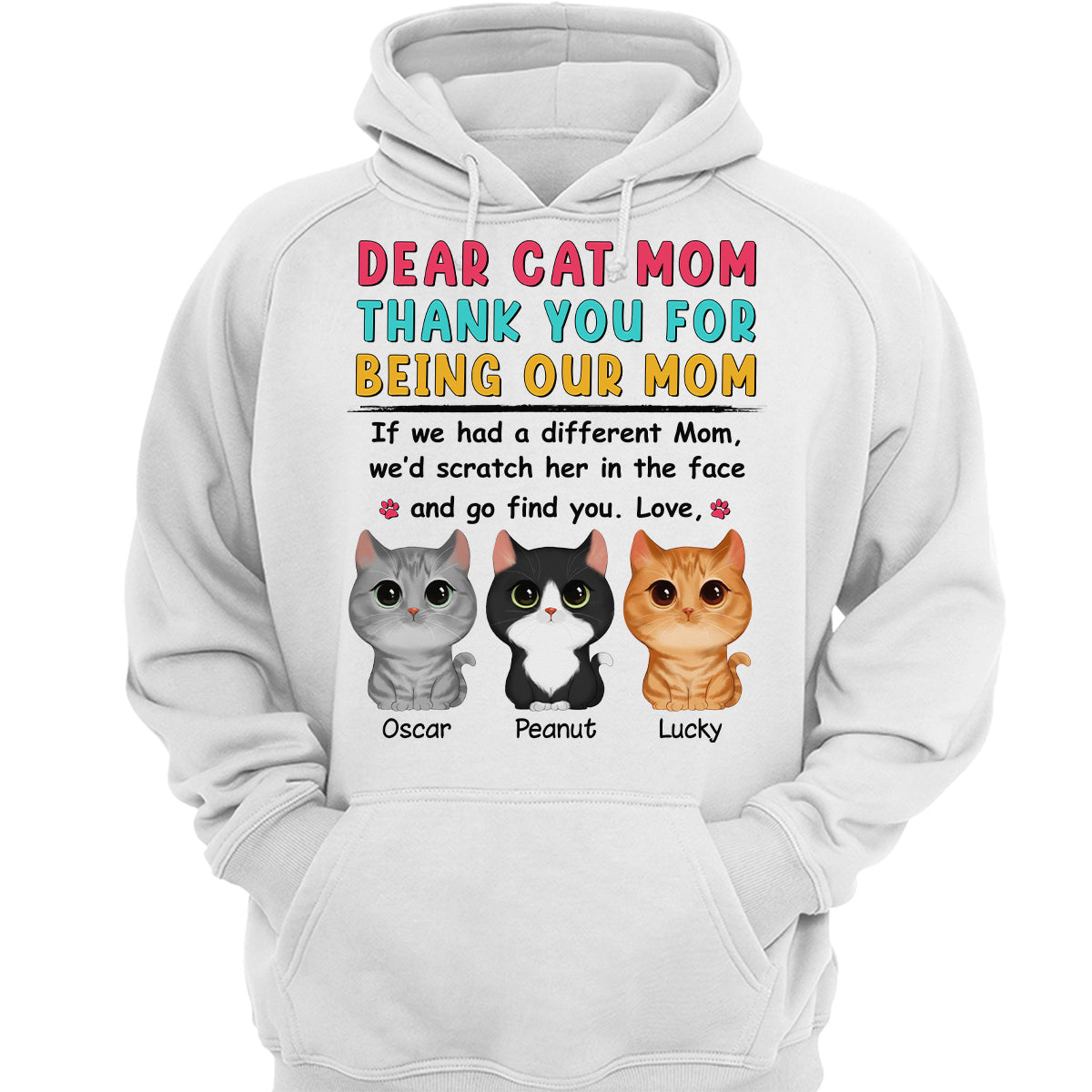 Watercolor Cute Cats Dear Mom Thank You Gift For Cat Mom Cat Lovers Personalized Shirt