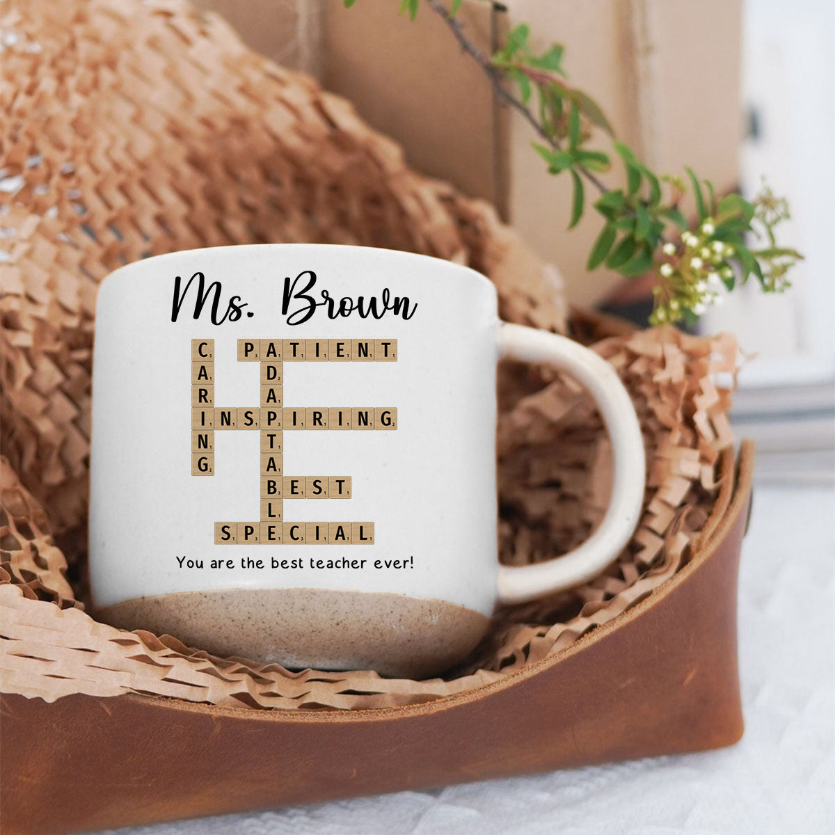 Best Teacher Coach Ever Crossword Art - Created In A Moment Personalized Pottery Mug