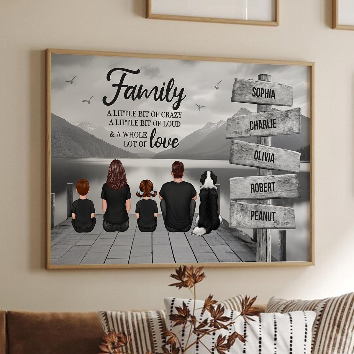 Retro Vintage Family A Little Whole Lot of Love Sign Posts - Personalized Poster - Gift For Family