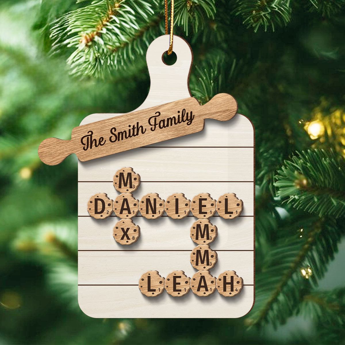 Cookie Board Crossword Puzzle, Family Grandm Santas Favorites, Personalized 2-Layer Wooden Ornament