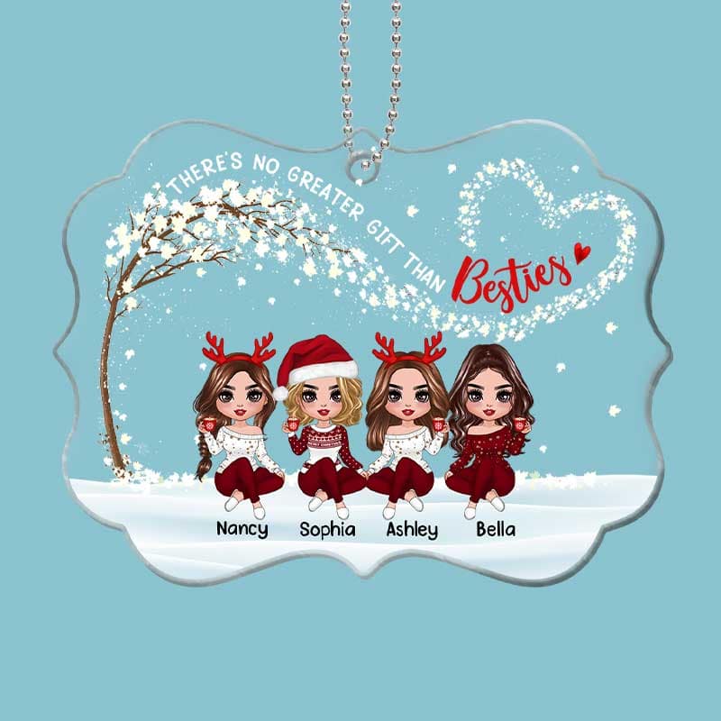 Besties Sisters Flying Heart Tree Personalized Acrylic Ornament