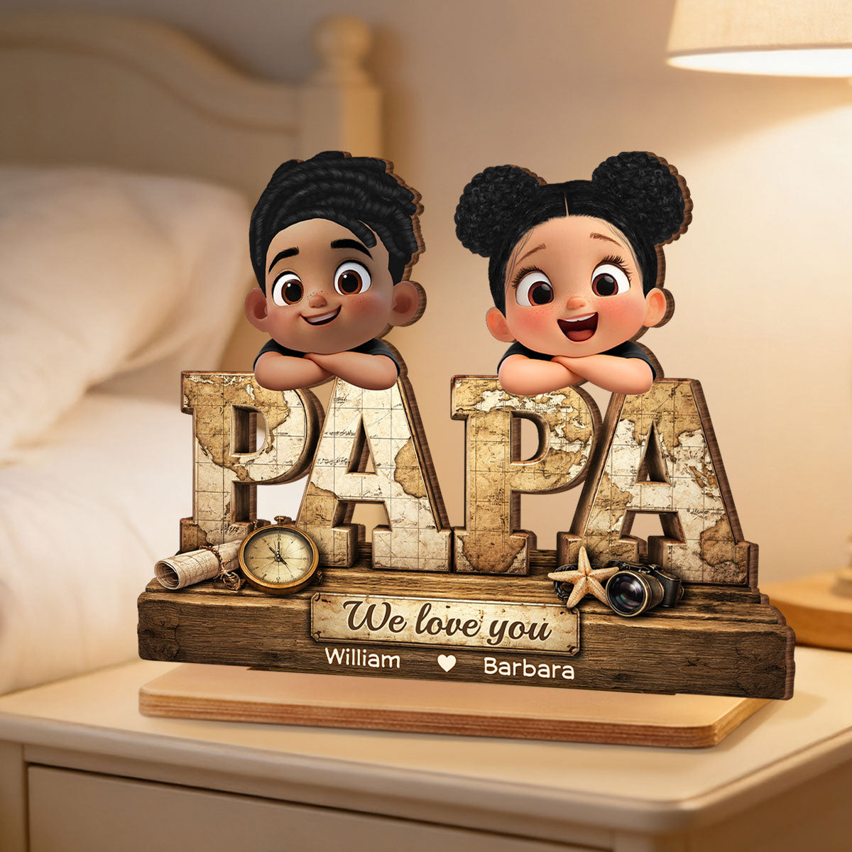 Papa We Love You - Personalized 2-Layered Wooden Plaque - Sentimental Father's Day Gift for Grandpa, Dad, Husband