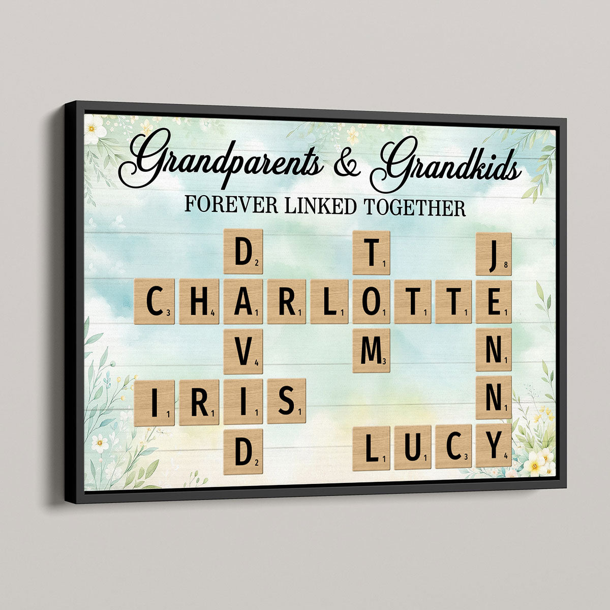 Grandma Grandpa & Grandkids Crossword Puzzle Personalized Poster, Heartfelt Gift For Grandma's Birthday, Mother's Day or Just Because