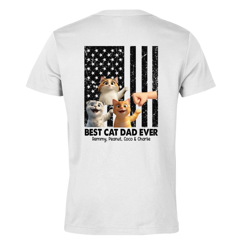 Best Cat Dad Ever Nation Flag Cute Cartoon Cat Personalized Shirt, Father's Day Gift for Cat Dads, Gift for Husband