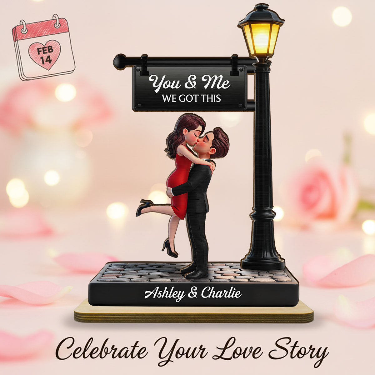 Timeless Love Under The Light - Personalized 2-Layered Wooden Plaque - Heartfelt Anniversary Gift, Wedding Gift For Couple, Custom Date Gift for Mom & Her, Unique Mother’s Day, Anniversary or Birthday Keepsake