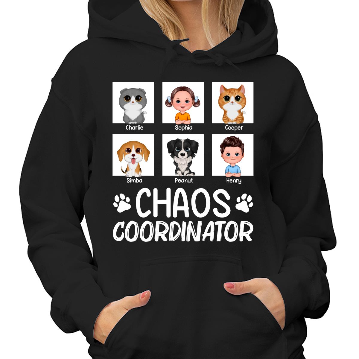 Chaos Coordinator Kids Dogs Cats Personalized Shirt