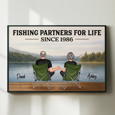 Couple Fishing Partners For Life Personalized Poster|Heartlfelt Gift For Couple, Fishing Lovers, Fishing Partners