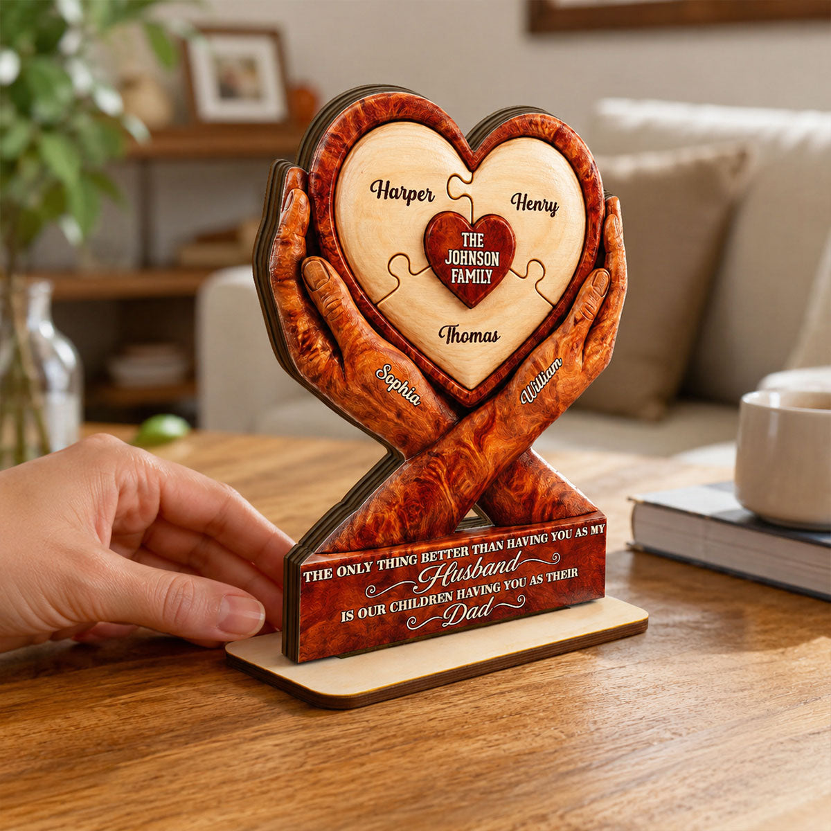 Our Children Having You As Their Dad 2D Flat Printed - Personalized 2-Layered Wooden Plaque - Father's Day Gift For Husband