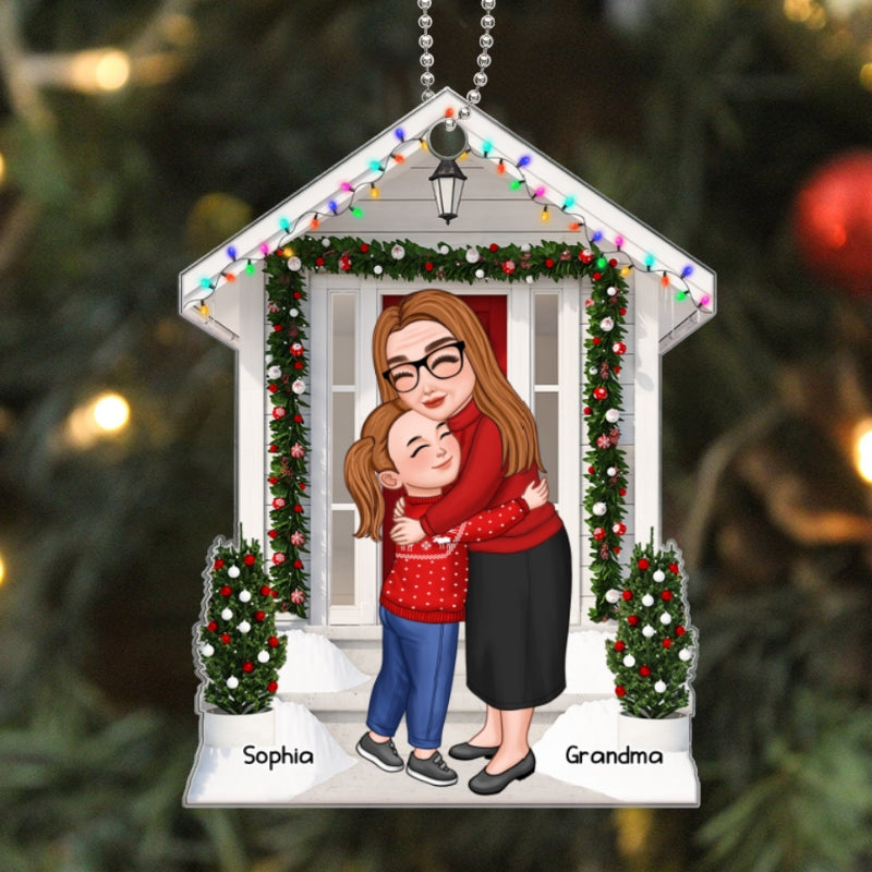 Grandma & Grandkid Hugging Front Door Personalized Acrylic Ornament
