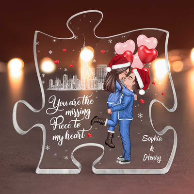 The Missing Piece To My Heart Couple Christmas Personalized Puzzle Plaque