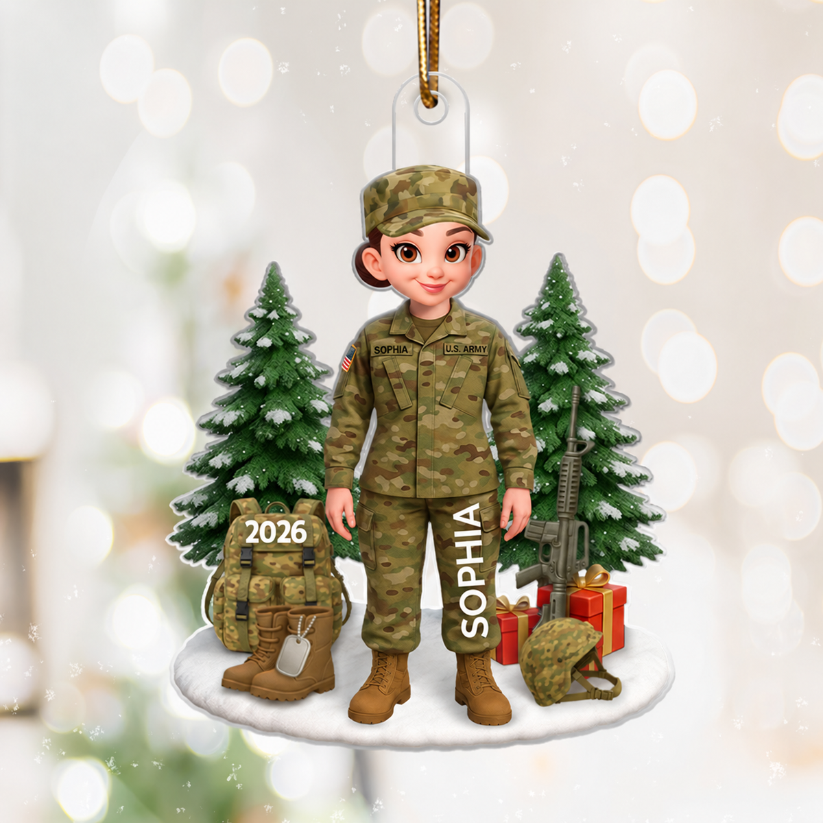 3D Effect Proud Soldier - Personalized Acrylic Ornament - Special Chritsmas Gift For The Brave Soldier