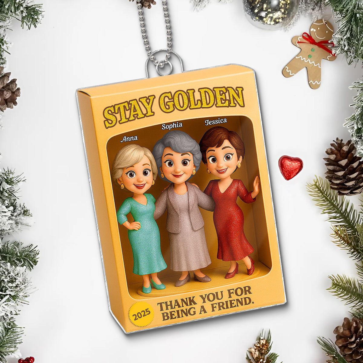 Stay Golden Thank You For Being A Friend Toy Box Style - Personalized Acrylic Ornament - Christmas Gift For Best Friends