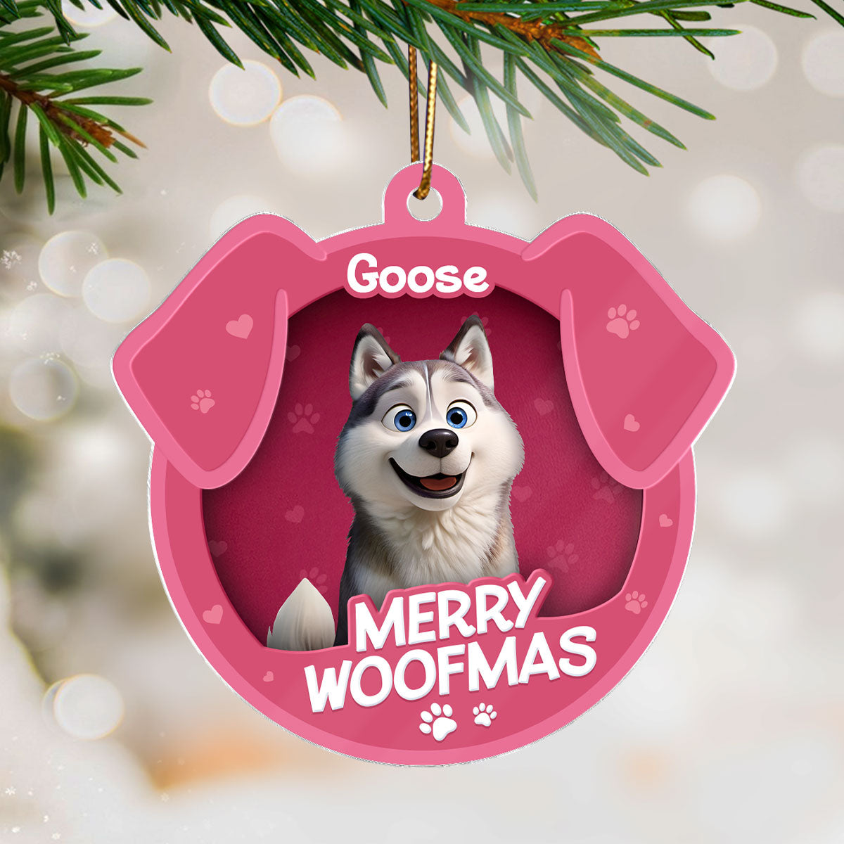 Furry Joy Dog Face 3D Effect Toy Box Personalized Acrylic Ornament, Christmas Gift for Dog Lovers