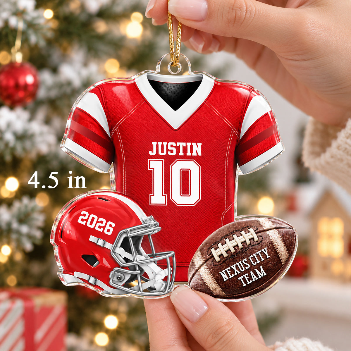 Custom Football Jersey - Personalized Acrylic Ornament - Christmas Gift for Son, Grandson, Boyfriend