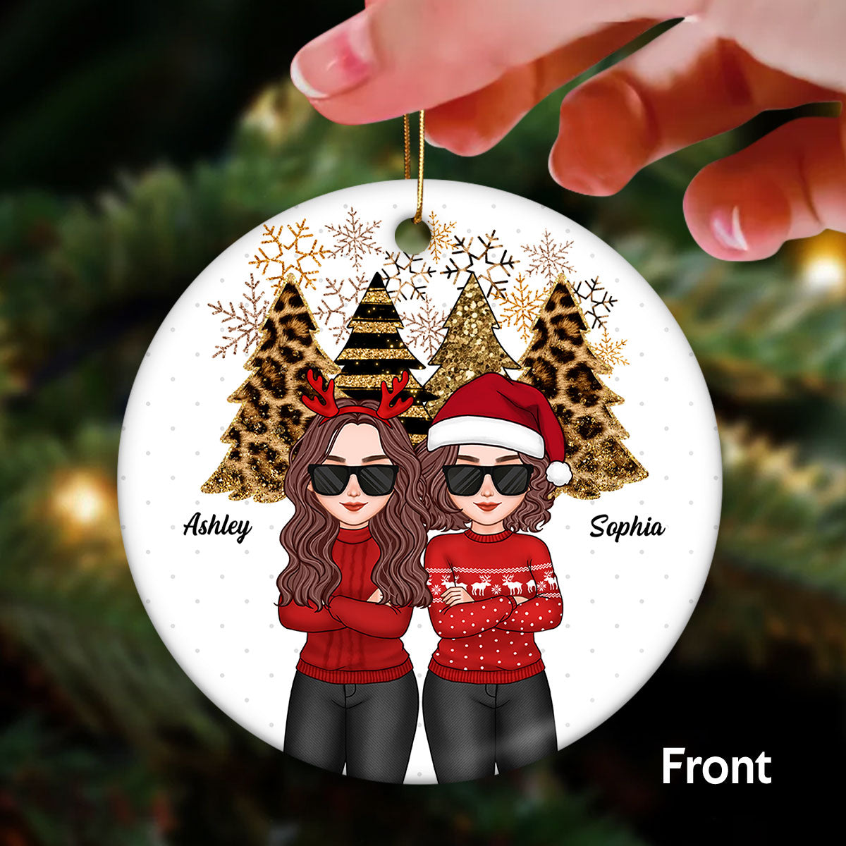 Cool Women We‘re More Than Besties Small Gang Christmas Gift Personalized Double Sided Circle Ornament