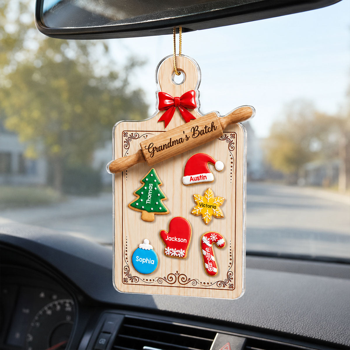 Grandma’s Batch Baking Board - Personalized Acrylic Ornament, Cookies with Names, Christmas Tree Decoration, Gift for Grandma, Mom