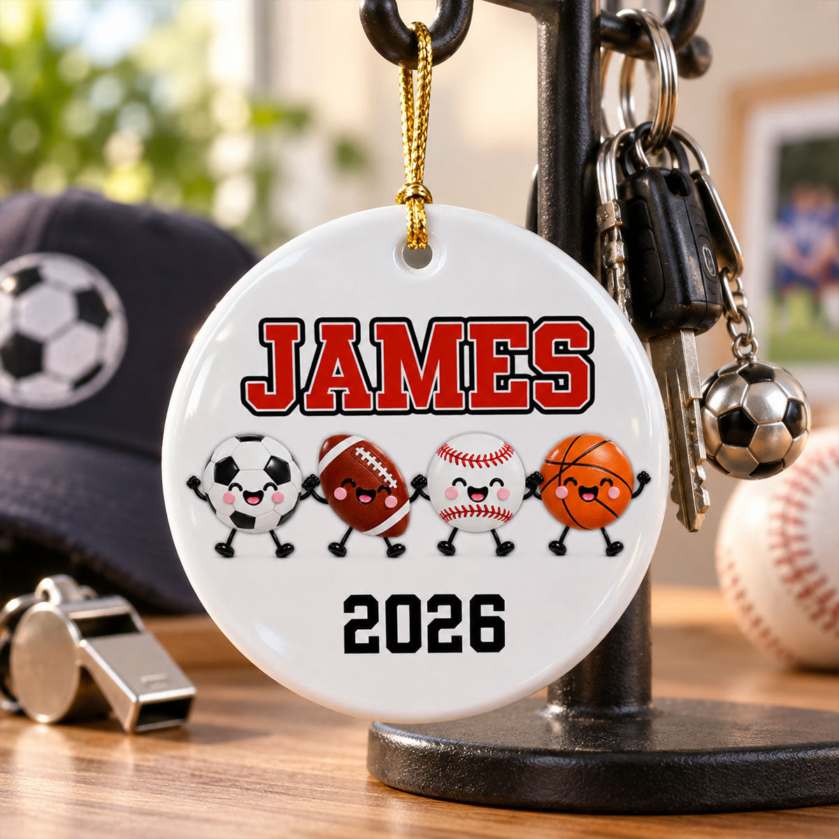 Multiple Sports Player 2D Flat - Personalized Ceramic Ornament - Christmas Gift For Kid, Teen, Soccer, Basketball, Baseball, Softball, Football, Volleyball Athlete