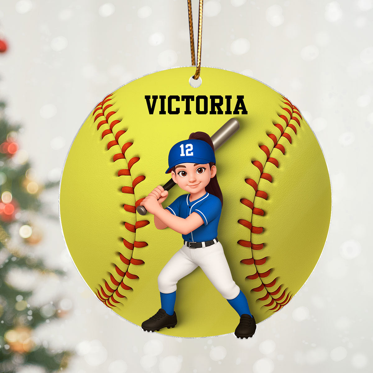 Baseball Softball Girl Boy 3D Effect - Personalized Acrylic Ornament - Christmas Gift For Daughter, Gift For Son