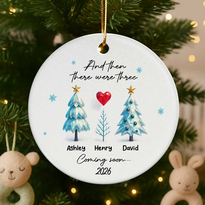 And Then There Were Three Expecting Baby Crystal Pattern - Personalized Ceramic Orrnament - Special Christmas Gift For Expecting Parents