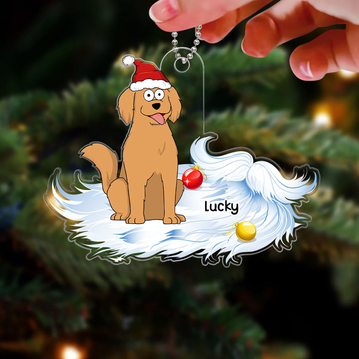 Santa Beard Funny Dog And Cat Personalized Acrylic Ornament