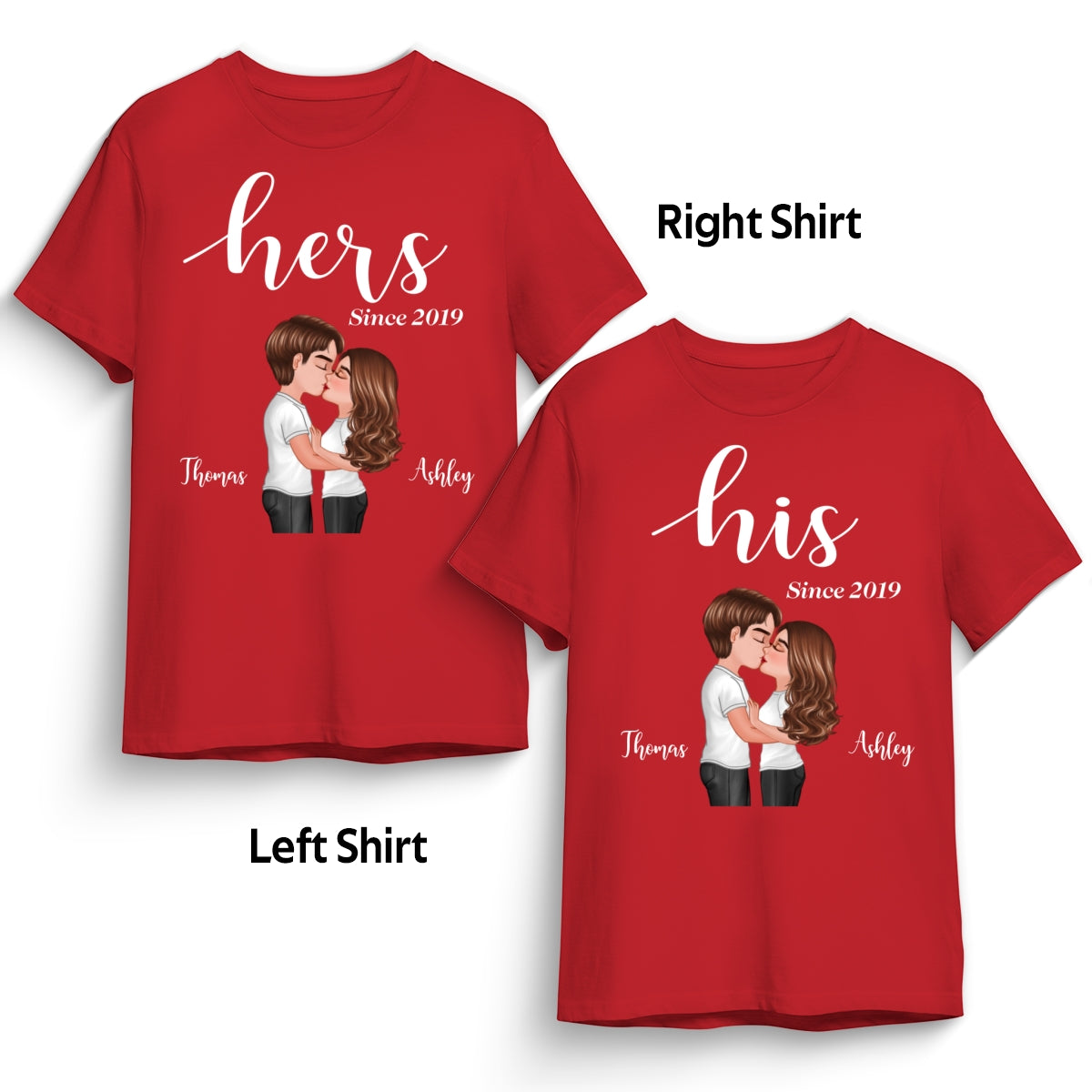 Couple His Her Valentine‘s Day Personalized Matching Shirts [Set of 2 Shirts]