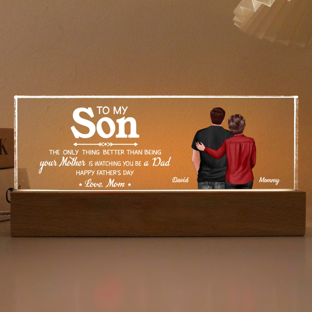 From Mom To Son Remember That I Love You, Personalized LED Night Light, Father's Day Gift For Son