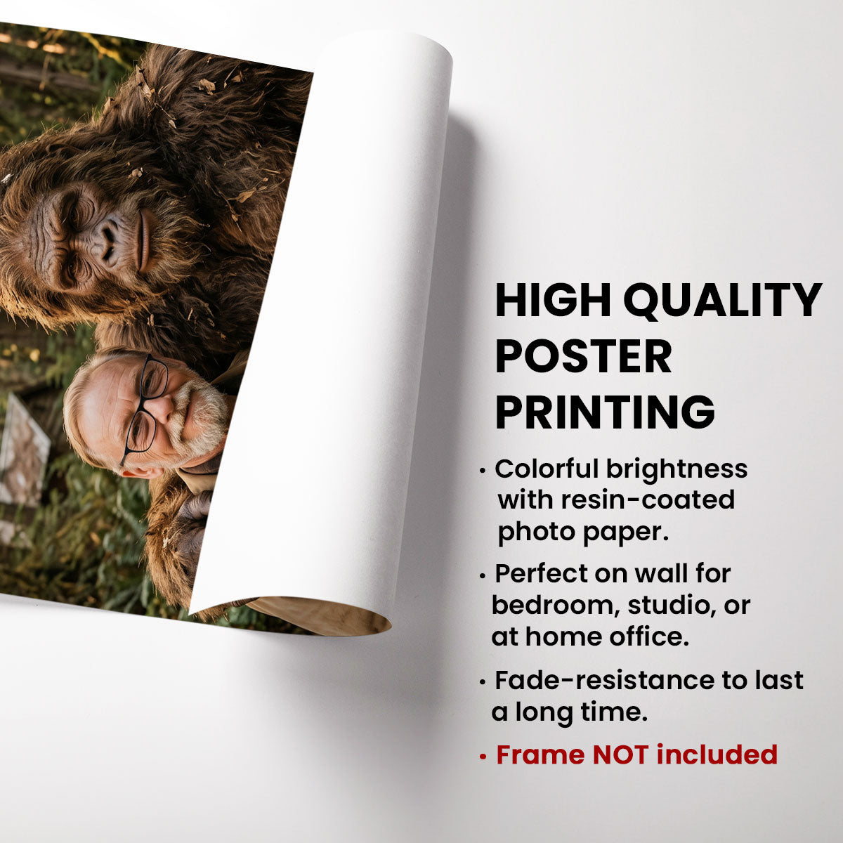 Custom Bigfoot Portrait from Photo - Personalized Poster - Vintage Christmas Gift for Dad, Husband