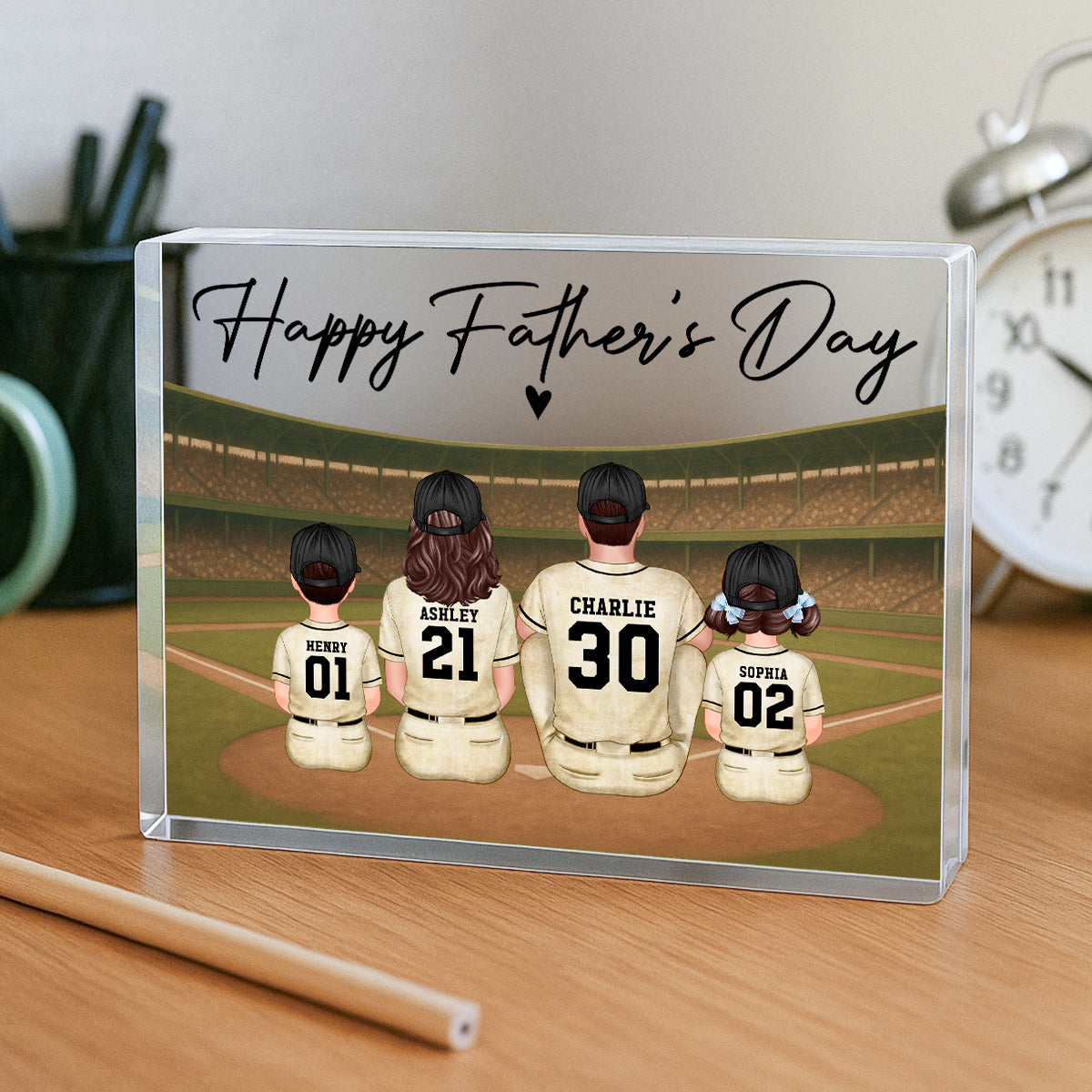 Retro Vintage Baseball Daddy's Dream Team Personalized Acrylic Block Plaque| Unique Father's Day Gift For Dad
