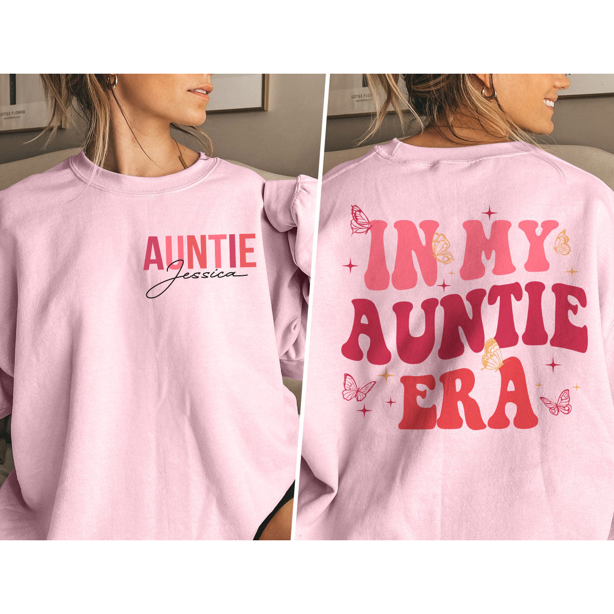 In My Auntie Era Gift For Auntie Personalized Double Sided Sweatshirt