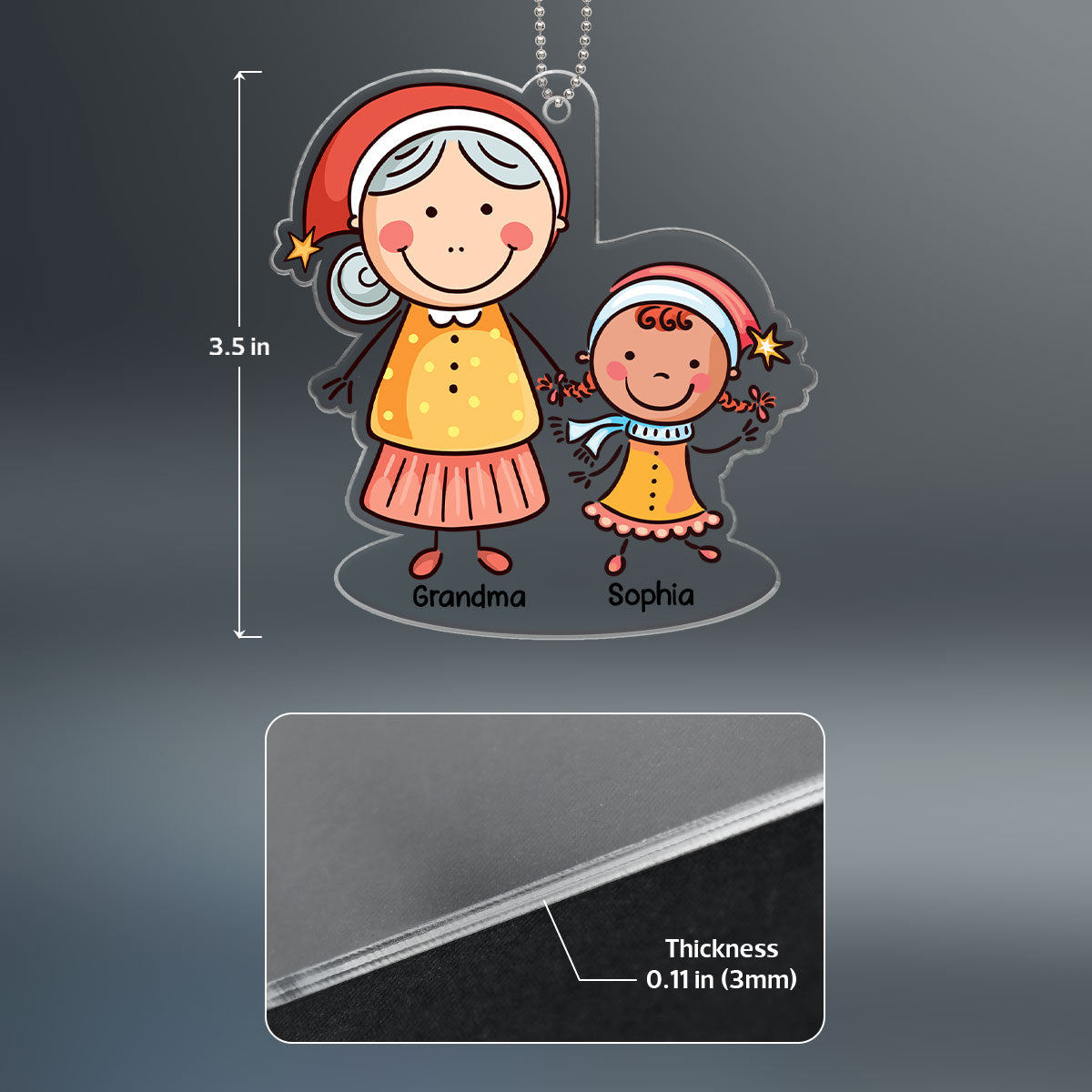 Christmas Stick Grandma And Grandkid Gift For Granddaughter Grandson Personalized Acrylic Ornament