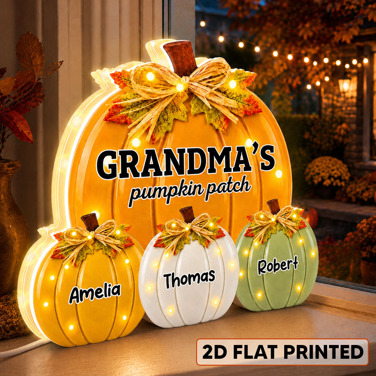 Retro Vintage Grandma Pumpkin Patch - Personalized Light Box - Fall Decor For Grandma