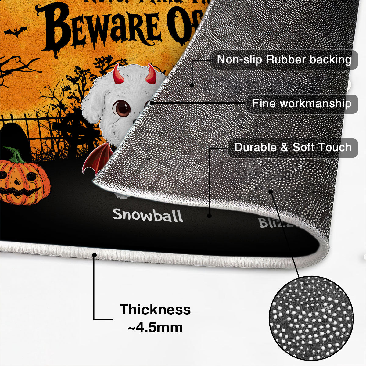 Halloween Theme Never Mind The Witch Beware Of The Dogs - Personalized Doormat - Halloween Decor For Dog Lovers