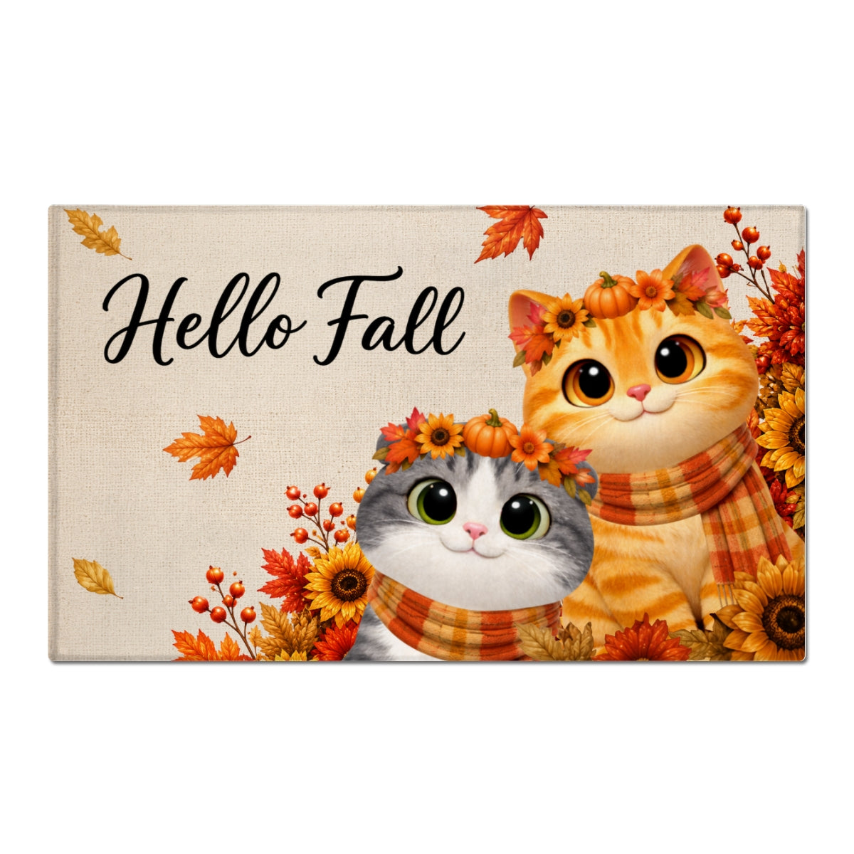 Cute Cats Welcome - Personalized Doormat - Cozy Fall Decor for Cat Lovers