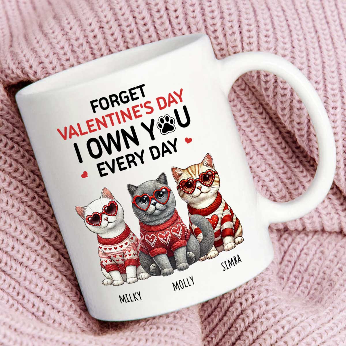 Forget  We Own You Every Day,  Cat Mom Personalized Mug, Gift for Cat lovers